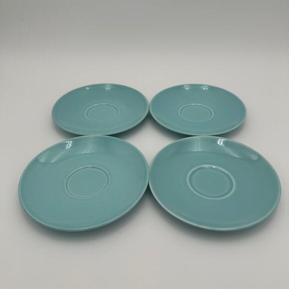 Vintage 1950 Steubenville Fairlane Tea Cup Blue Replacement Saucers Set/4 Marked - Picture 6 of 7